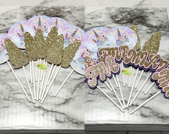 Unicorn Theme Cupcake Toppers | Unicorn Theme Party Decorations | Unicorn Cupcake Toppers | Unicorn Theme Birthday Party | Unicorn Topper