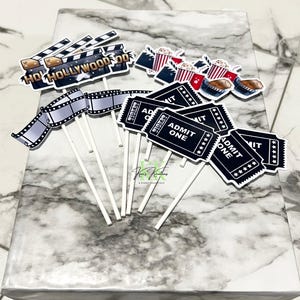 Hollywood Theme Cupcake Toppers | Hollywood Theme Party Decoration | Hollywood Cupcake Toppers | Hollywood Birthday | Hollywood Cupcakes