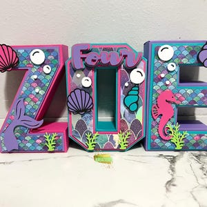8” Under the Sea/Mermaid Theme 3D Letters/Numbers Centerpieces | Under the Sea/Mermaid Theme Party Decoration | Under the Sea Birthday Party
