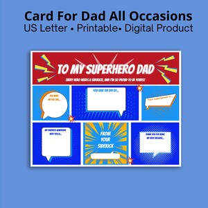 Superhero Dad druckbare Karte - DIY Fill-in Card für Kinder | Einzigartiges personalisiertes Geschenk