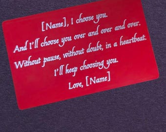 Tarjeta de aluminio grabada personalizada para billetera / Alerta médica personalizada, votos