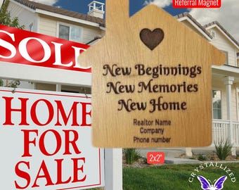 Imán de cierre de agente inmobiliario personalizado / Imán de recomendación de bienes raíces personalizado / Regalo de agradecimiento para clientes en una inauguración de la casa