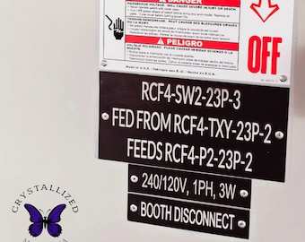 Etiquetas grabadas para paneles eléctricos, etiquetas fenólicas