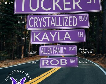 Llavero, imán, adorno o decoración de pared con estilo de letrero de calle personalizado