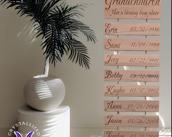 Letrero personalizado para nietos con placas colgantes para nombres / Decoración de pared de árbol genealógico personalizada