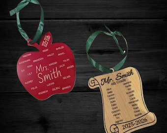 Personalized Teacher Ornament | Custom Apple Scroll Gift