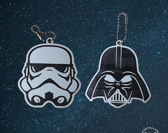 Llaveros del Imperio Galáctico / Doble cara de Vader y Stormtrooper / Regalo de Star Wars / Amuleto para bolso del Lord Sith