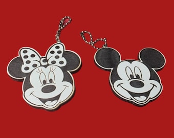 Classic Mouse Keychains | Double Sided Mickey & Minnie Bag Charm | Matching Couples Gift