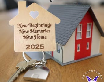 Imán de madera grabado personalizado para casa nueva / Adorno para inauguración de la casa / Adorno para la primera vivienda / Regalo de cierre de agente inmobiliario