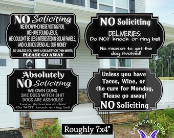 Letrero divertido de "No solicitar" para la puerta de entrada