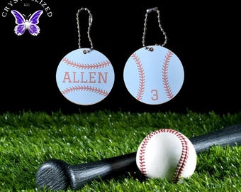 Llavero de béisbol personalizado / Etiqueta para bolsa con nombre y número de jugador personalizados / Regalos para equipos y artículos de béisbol