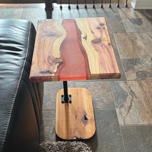 Hand Crafted Wood Epoxy TV Tray/End Table