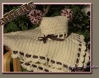 The Cupcake Baby Blanket with Matching Sack Hat Crochet PDF Pattern