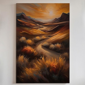 Southwestern Desert Landscape Art Print: Golden Sunset Canvas or Poster - 124