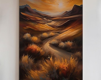 Southwestern Desert Landscape Art Print: Golden Sunset Canvas or Poster - 124