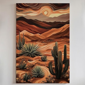 Desert Sunset Cactus Print or Poster: Southwestern Boho Wall Art - 204
