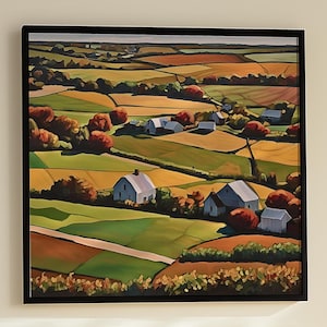 Countryside Farms in Autumn Wall Art - Framed or Unframed Canvas Print or Premium Quality Poster (61)
