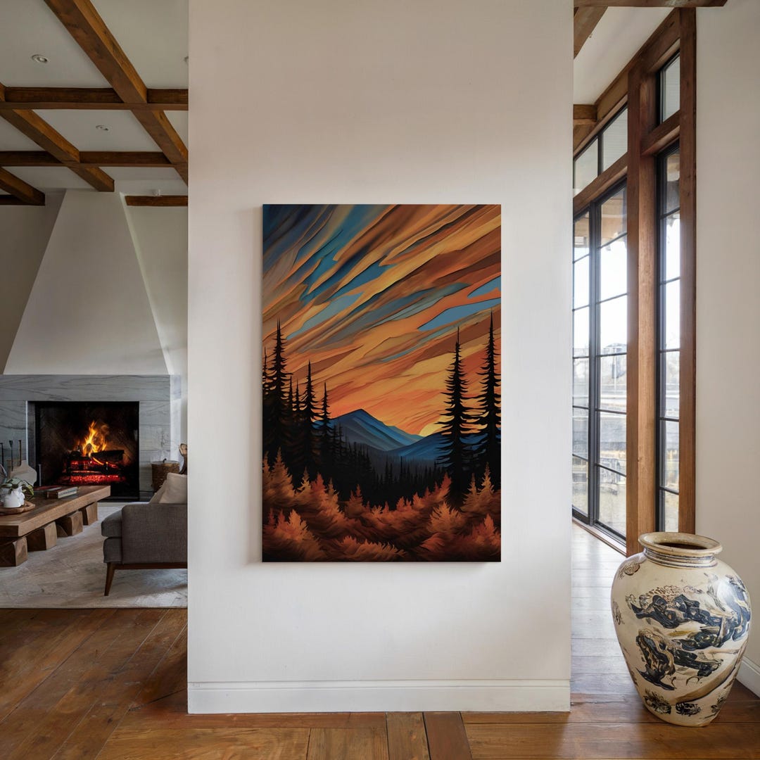 Mountain Sunset Canvas Print or Poster: Forest Landscape Wall Art - 14 ...