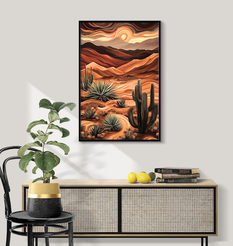 Desert Sunset Cactus Print or Poster: Southwestern Boho Wall Art - 204 ...