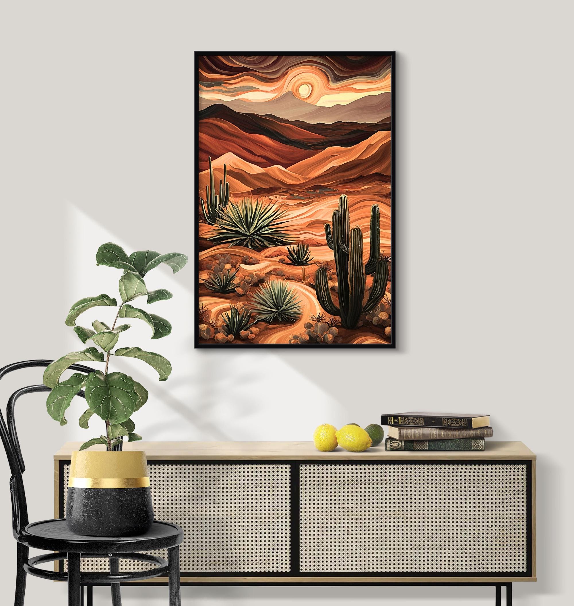 Desert Sunset Cactus Print or Poster: Southwestern Boho Wall Art - 204 ...