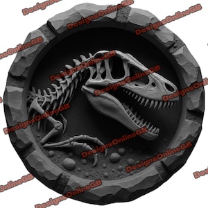 Laser Engrave, Laser Burn, Laser Burn File, LaserGRBL  Lightburn File, 3D Illusion Laser Engraving,  Laser Burn File, Velociraptor Skeleton