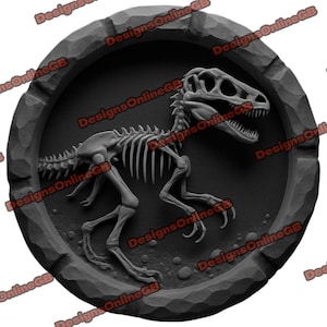 Laser Engrave, Laser Burn, Laser Burn File, LaserGRBL  Lightburn File, 3D Illusion Laser Engraving,  Laser Burn File, Velociraptor Skeleton