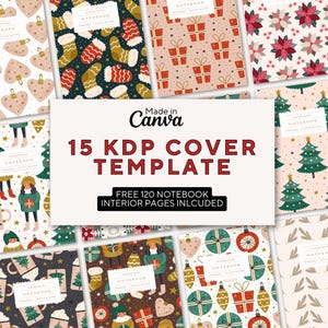 15 Editable Notebook KDP Covers, Canva KDP notebook Template, Book Cover, KDP Cover Template, Planner & Journal Covers, Free Interior bundle