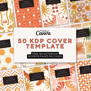 50 Editable Notebook KDP Covers, Canva KDP notebook Template, Book Cover, KDP Cover Template, Planner & Journal Covers, Free Interior bundle