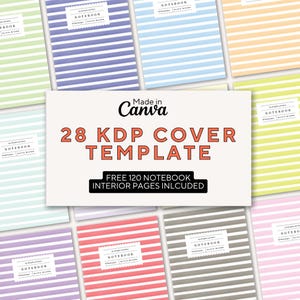 Notebook kdp cover template canva, Composition Notebook Cover, kdp paperback Book Cover Template, Notebook Journal Covers,