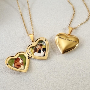 Heart Locket Necklace with Photo,Gold Heart Locket Necklace,heart locket with photo,Engraved necklace,mothers day gift,Memorial gift for Her