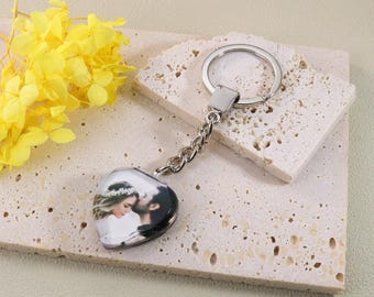 Personalized Photo Keychain,Crystal Photo Keychain,Custom Keychain With Picture,Couples Keyring Gift,Anniversary Gift,Unique Couples Gift