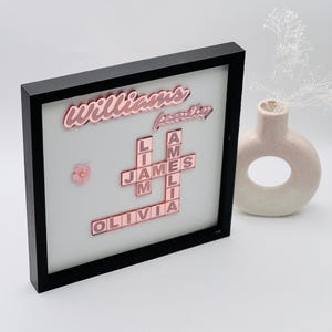 Personalized Scrabble Puzzle Sign Mirror Acrylic, Grandkids Crossword Scrabble Sign, Custom Family Name, Grandparents Gift, Last Name Sign