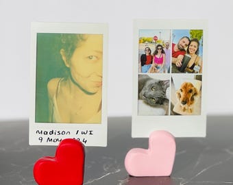 Valentines Day Heart Photo Holder & Custom Photo Frame , Photo Gift, Clay Heart Photo Stand, Gift for her