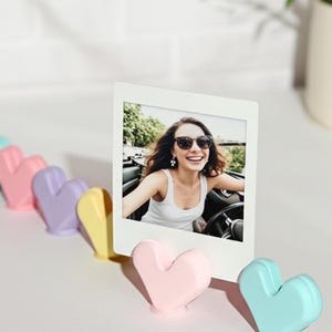 Heart Shaped Photo Stand, Colorful Photo Stand, Heart Display Stand, Small Photo Display, Colorful Place Card Holder, Kawaii Heart Charm