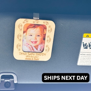 Custom Photo Car Visor Clip Father’s Day Gifts, Drive Safe Daddy Gift Ideas, Gift for Grandpa, Sun Visor Clip, Picture Frame Dad Gift