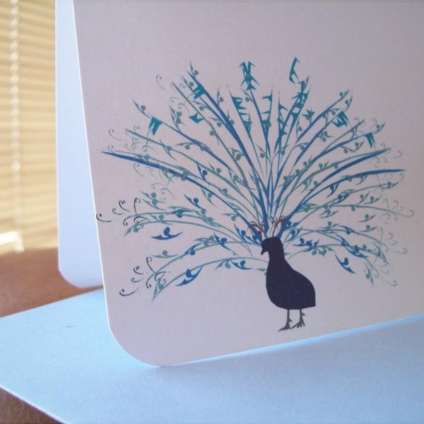 Beautiful Personalized / Monogrammed Blue Peacock Stationery Set of 10 note cards w/ envelopes. Gift ready.
