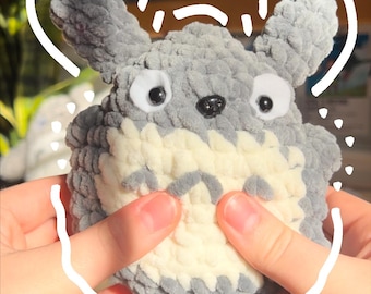 Crochet Totoro Plush, Inspired by Studio Ghibli, Chenille Yarn Anime Toy