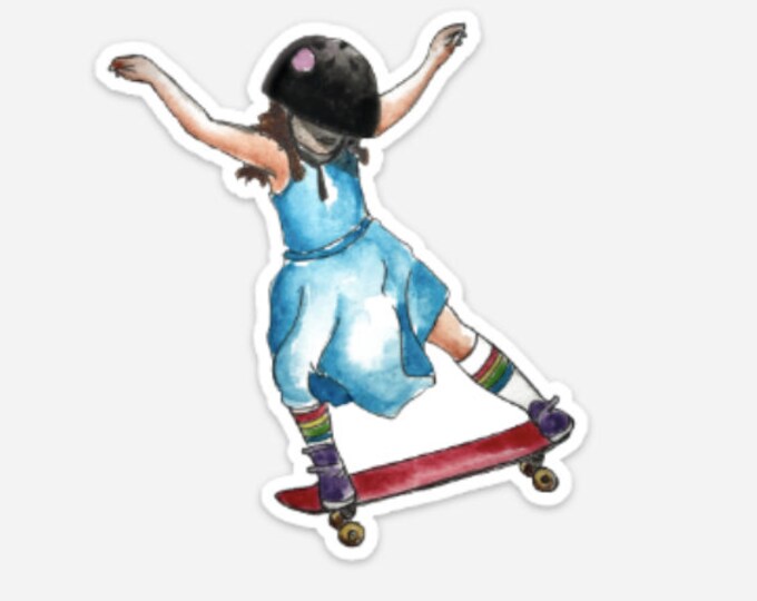 Rainbow skateboarder sticker