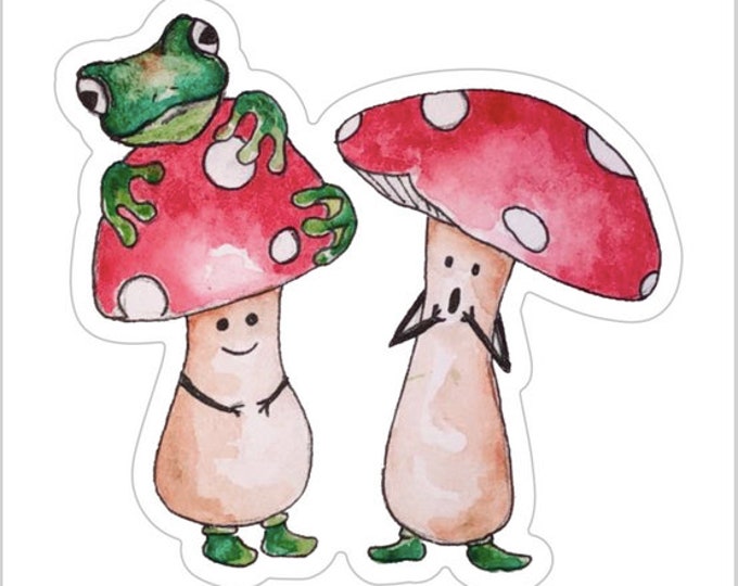 Oh my!  Mushroom and Frog Woodland sticker