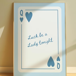 Arte mural digital con naipes Blue Luck Be a Lady