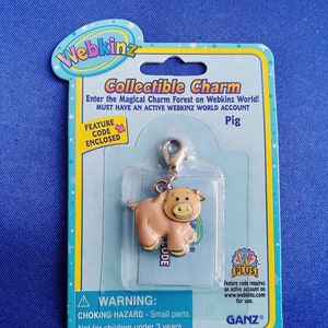 WEBKINZ Pig CHARM Ganz New in Original Packaging with Code Vintage Collectible Children&#39;s Jewelry Rare Hard to Find Pink Piglet