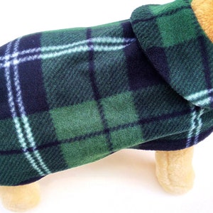 Green & Black Tartan Plaid Fleece Pet Coat Fashion Collar Warm Black Flannel Lining Jacket Vest for Small Dog Cat Puppy Winter Snow Clothes