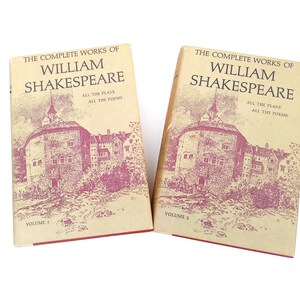 WILLIAM SHAKESPEARE Complete Works 2 volumes Vintage Books Romeo Juliet Hamlet Macbeth Home Decor Library Collectible Plays Poems