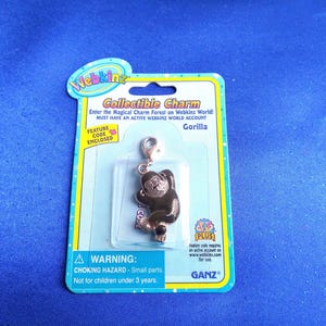 WEBKINZ GORILLA CHARM Ganz New in Original Packaging with Code Vintage Collectible Children&#39;s Jewelry Rare Hard to Find Monkey Animal Ape
