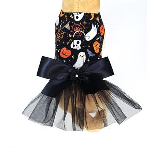 Halloween Pet Harness Dress Pumpkins Ghosts Skulls Spiders Bats Tutu Skirt Bow for Small Dog Puppy Cat Kitten Skeleton Black Vest Costume