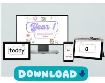 Year 1 Spelling Flashcards, UK Curriculum, Dyslexia & ADHD Friendly (Download PDF)