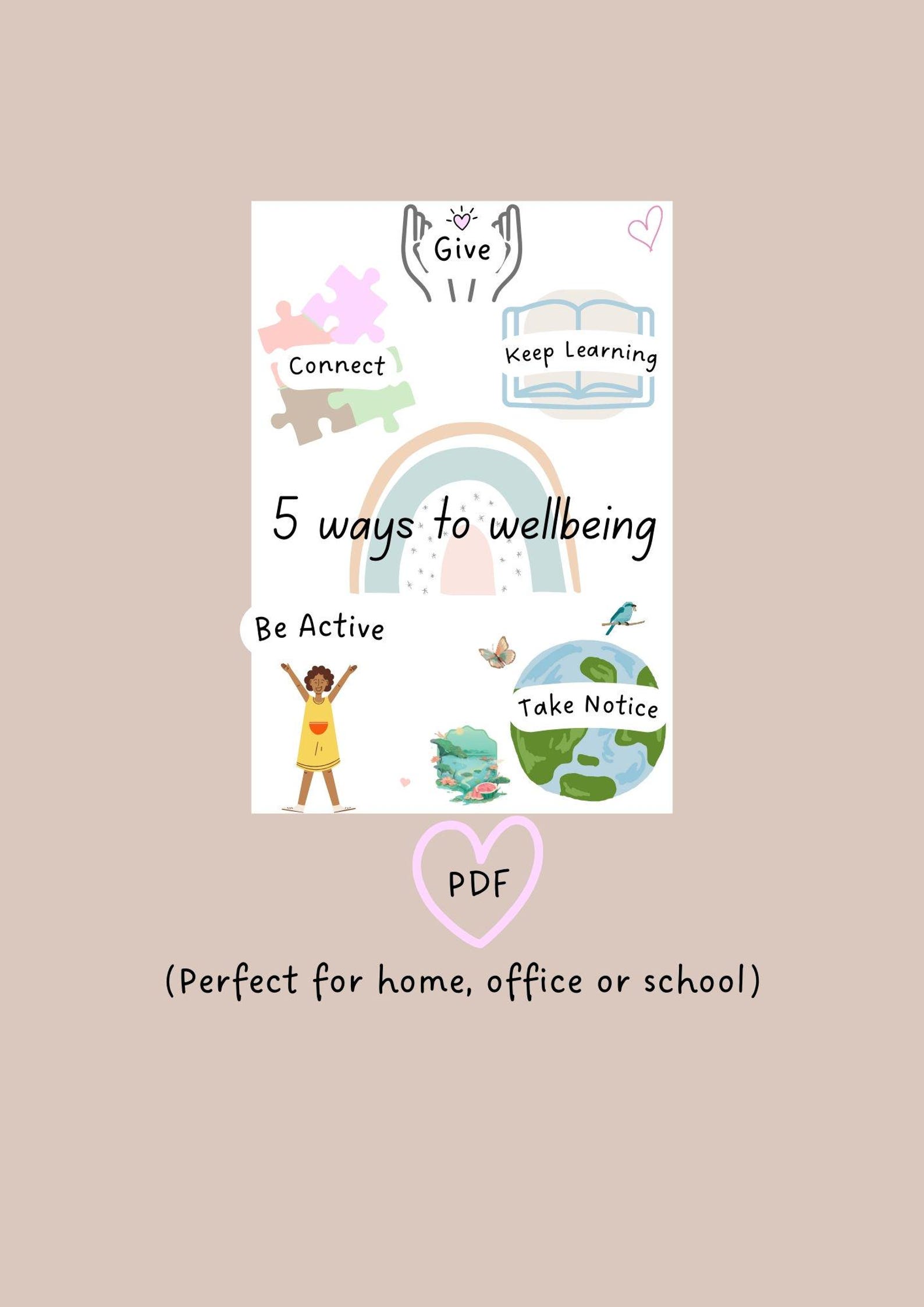 Printable A4| 5 Ways to Wellbeing Poster | Mental Health Reminder ...