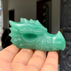 Aventurine Dragon Head Crystal Skull: Healing Energy Decor, 3&quot;