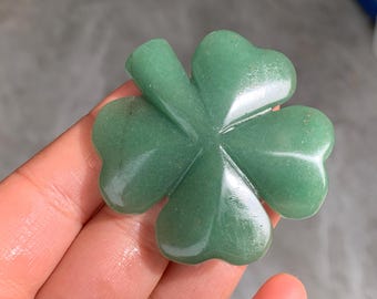 2" Natural aventurine Crystal four-leaf clover,Hand carving Crystal gift ,Quartz skull,Home decoration,Crystal healing  1x