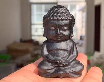 Buda de cristal de obsidiana tallado a mano: regalo de decoración para el hogar (2,3")